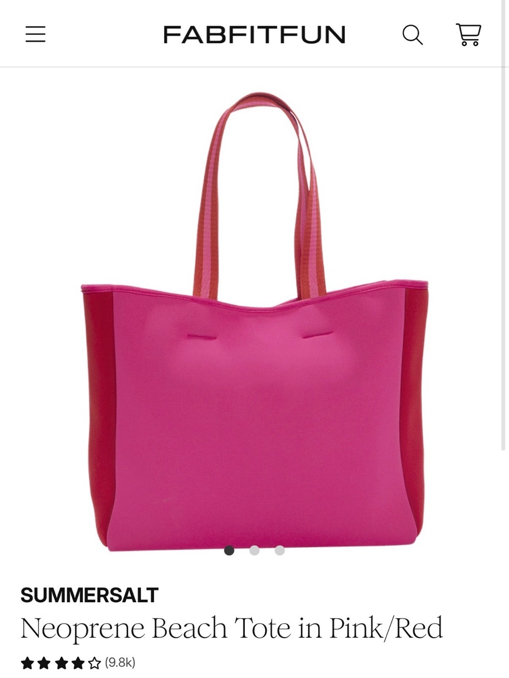 SUMMERSALT Beach Pool Tote Purse Shoulder Bag Neoprene Pink/Red Water Resistant - Picture 7 of 7